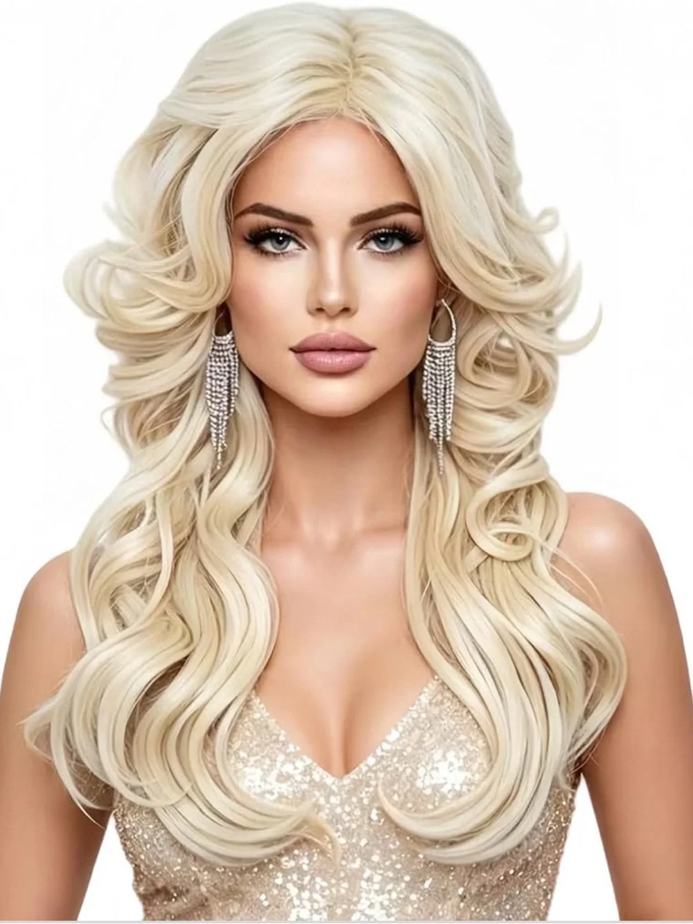 NWT Vintage Blonde Wig Natural Layered Synthetic 70s Costume Disco Hair Wig